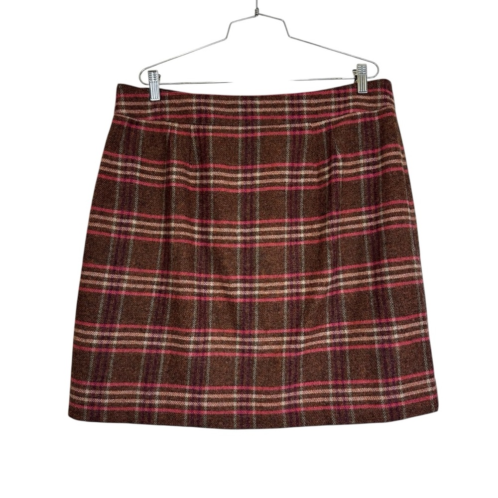 Talbots Wool Blend A-Line Skirt Brown Plaid Size 16 - Picture 6 of 10